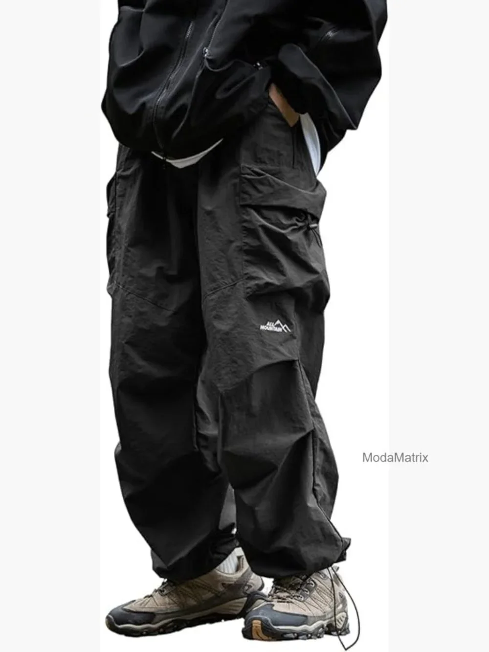 Men's Baggy Cargo Pants Casual Parachute Loose Fit Water Resistant